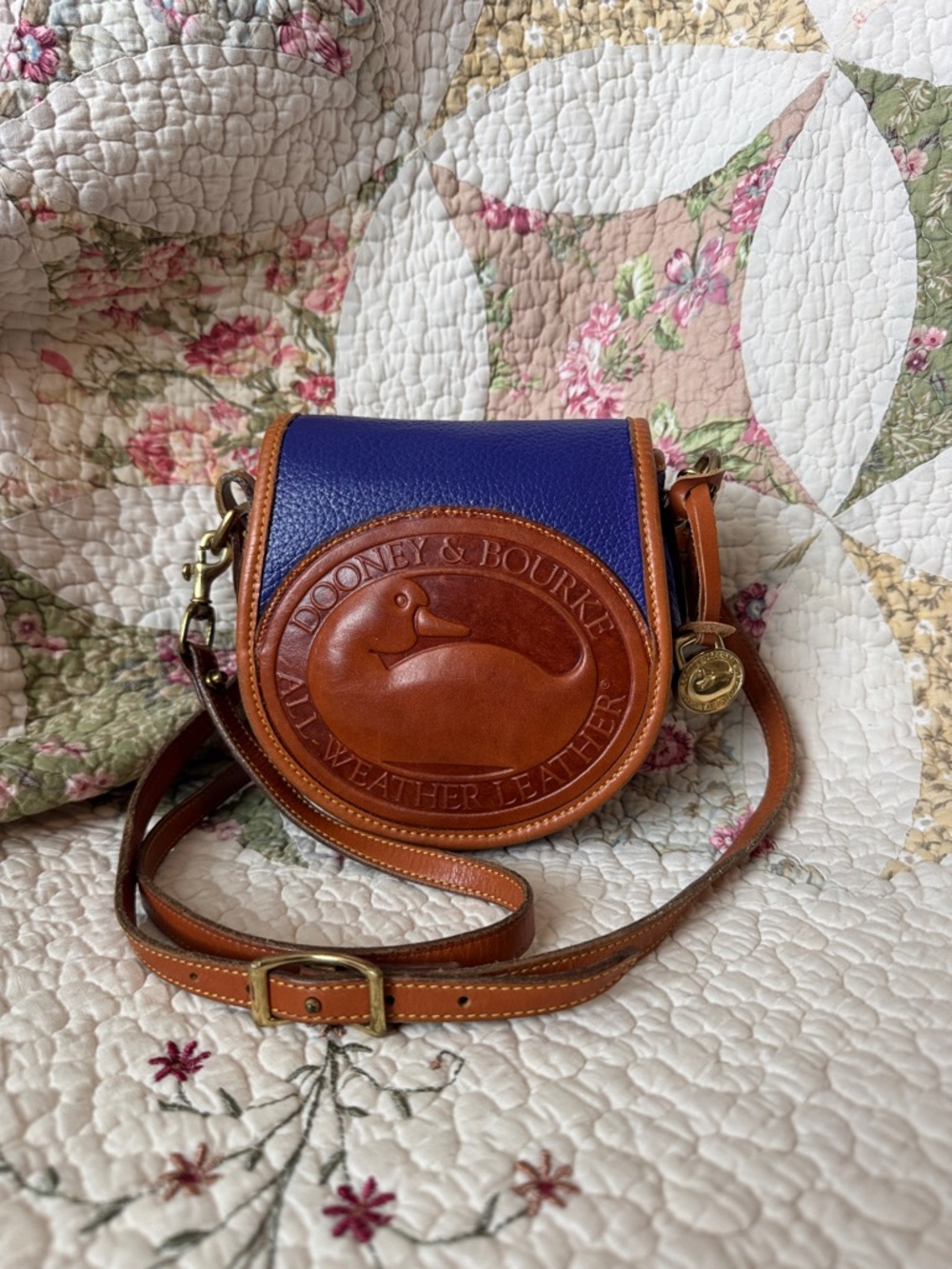 Vintage Dooney & Bourke Indigo Big Duck Crossbody Saddle Bag